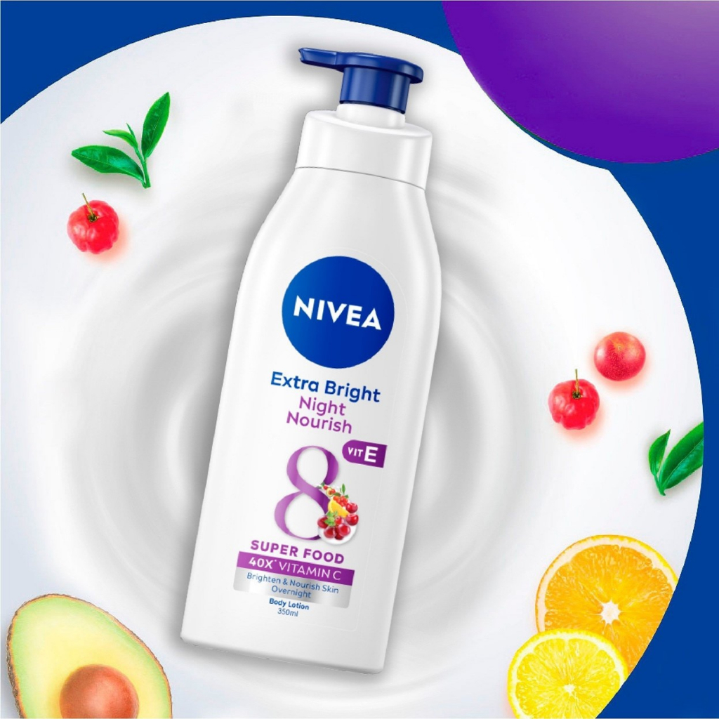 Sữa Dưỡng Thể Dưỡng Trắng Da Ban Đêm Nivea Extra White Night Nourish Body Lotion 350ml - Tím - 88126