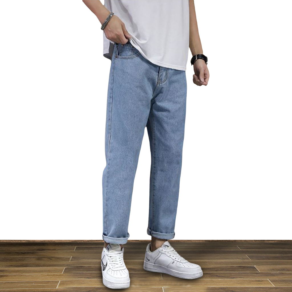 Quần Bò Baggy Nam Phom Xuông Chất Jeans Mềm Ống Rộng Vicenzo Màu Xanh Đen, Quần Bò Nam Ống Rộng Hottrend 2023