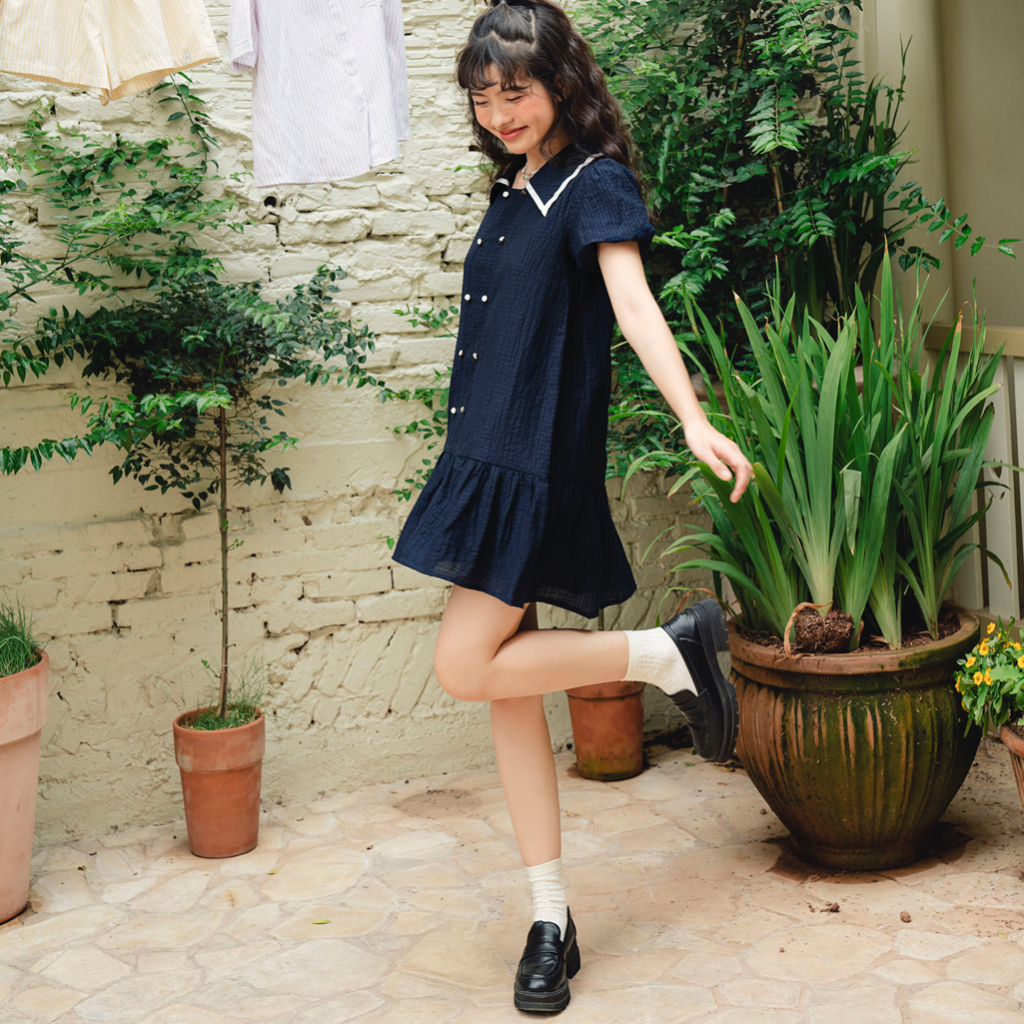 BLEUBIRD Váy suông xòe thủy thủ Toru Dress