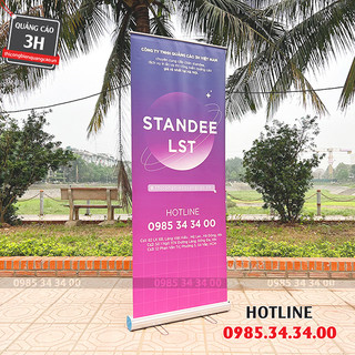 Standee cuốn inox 0,8x2m, standee cao cấp, chân cuốn cứng cáp, chắc chắn | lst
