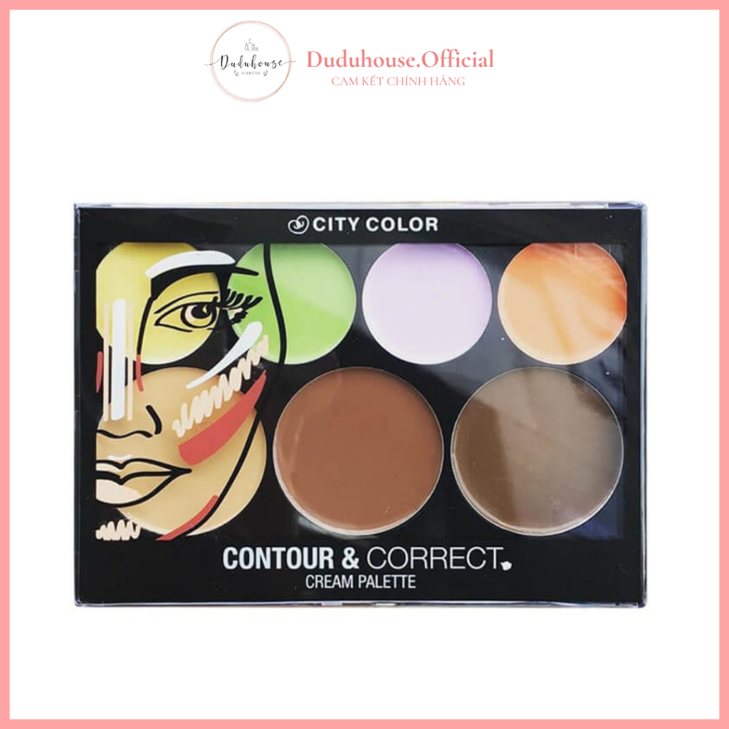 Bảng tạo khối + Che khuyết điểm City Color Contour and Correct Pro Cream Palette 7 ô