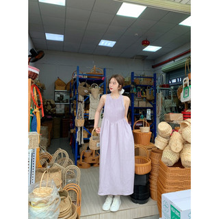 Đầm thô sơmi tím dáng suông maxi babydoll siêu xinh- ORD