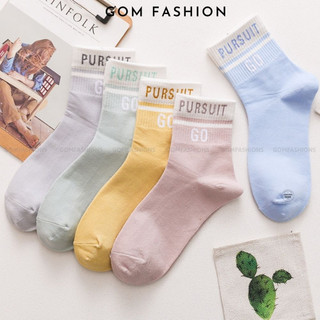 Combo 5 đôi tất vớ nữ GOMTAT cổ cao vintage Hàn Quốc, chất liệu cotton 5 thoáng mát êm chân  -CBCC22