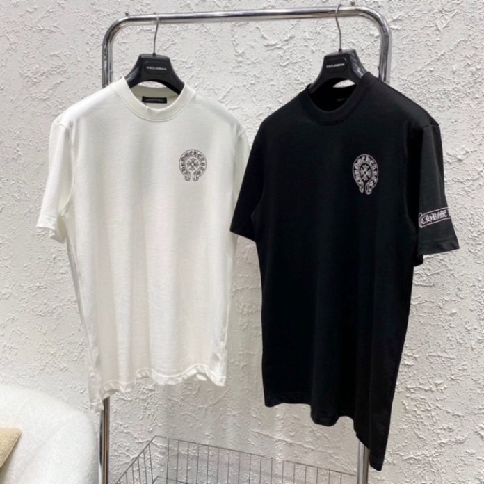 Áo phông nam nữ Premium Cotton in hình chữ thập Chrome Hearts loang hồng hai mặt phong cách trẻ trung 2023