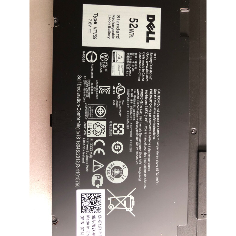 Pin Laptop Dell VFV59- 52W Zin Dell Latitude E7240 E7250 WD52 P22S GVD76 J31N7