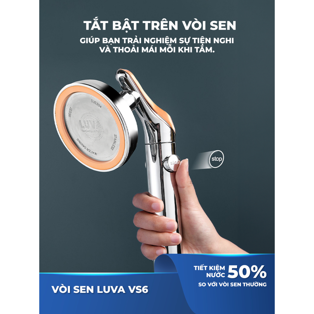 Vòi Sen Tăng Áp Luva, BH 12 tháng Đổi Lỗi 30 Ngày, Xoay 360 Độ, Bật Tắt Trên Vòi Sen