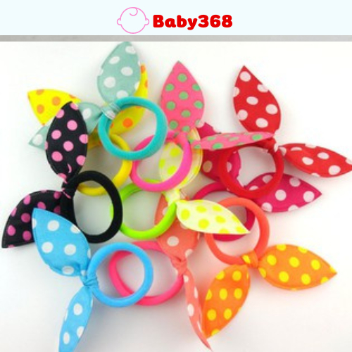 Set 10 dây cột tóc nơ chấm bi xinh xắn