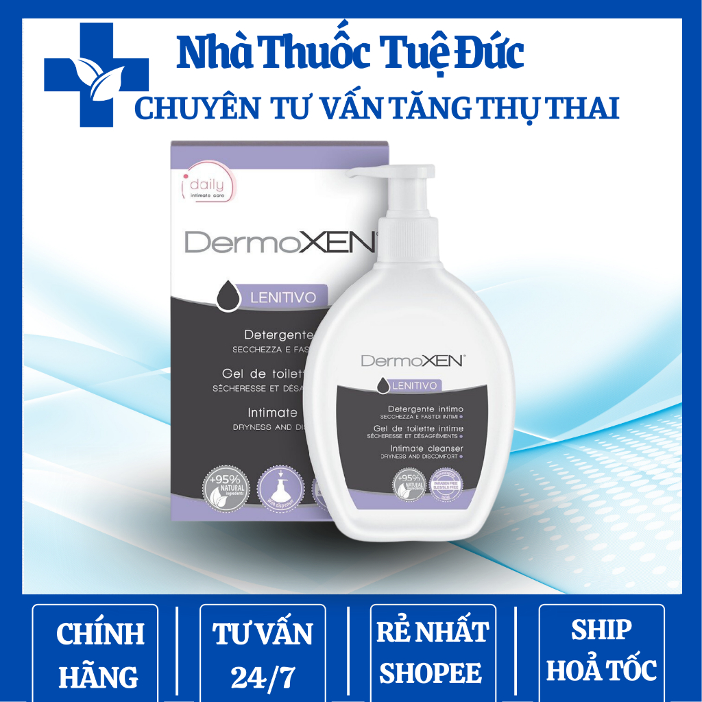 - Dung dịch rửa VSPN DermoXEN Lennitivo 200ml: giúp dưỡng ẩm, làm mềm, chống khô rát phụ khoa, âm đạo