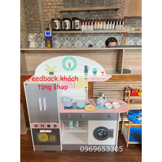 Đồ chơi bếp kèm tủ lạnh bằng gỗ cỡ lớn 102cm cho bé