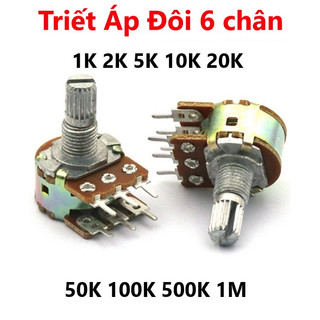 Triết Áp Đôi 6 chân 1K 2K 5K 10K 20K 50K 100K 500K 1M - Cán dài 15mm chất lượng cao