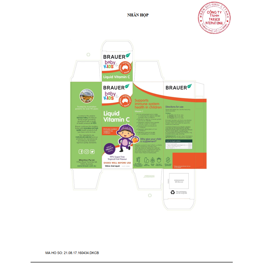 Siro BRAUER Liquid Vitamin C cho trẻ từ 1 tuổi