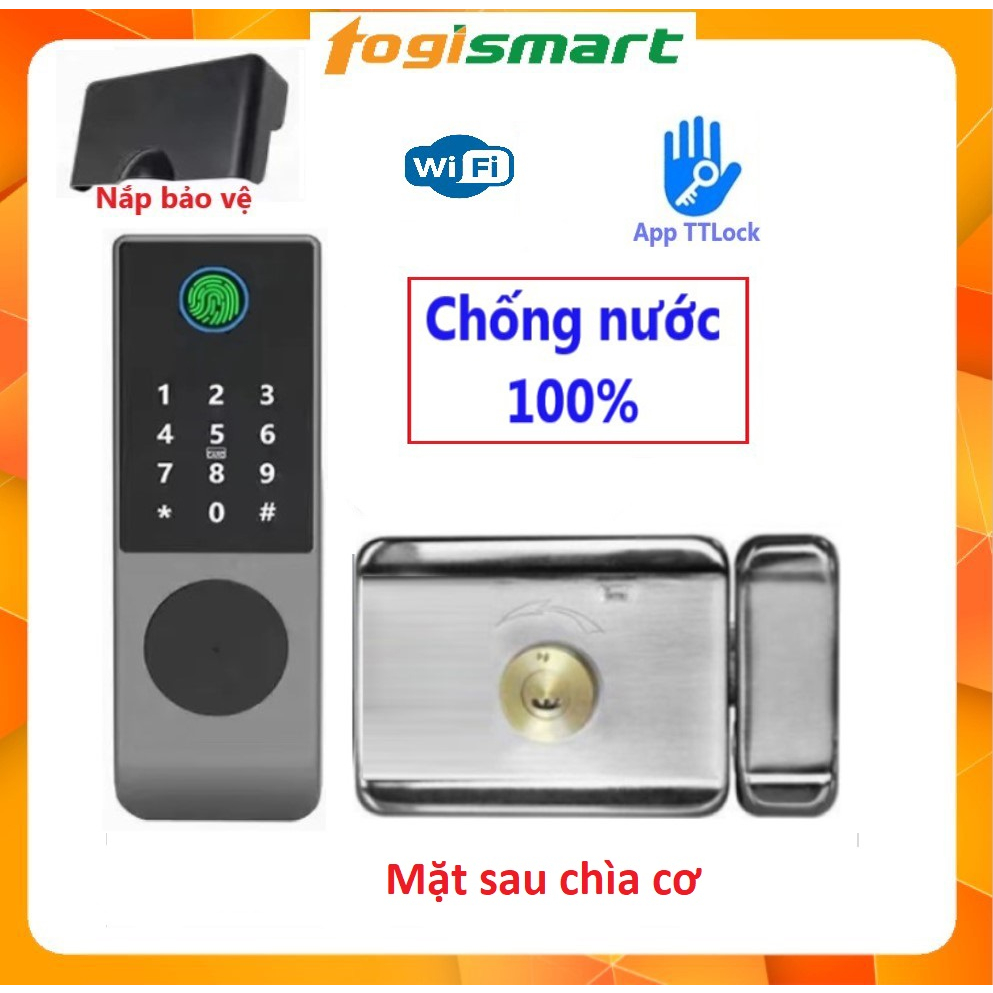 Khóa cổng vân tay 1 mặt 1APP_Chống nước
