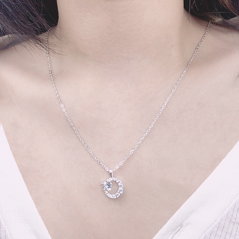 Dây chuyền bạc CDE mặt trăng đính đá Sparkling Moonie Necklace Silver CDE6078SV - Dây chuyền nữ bạc ta