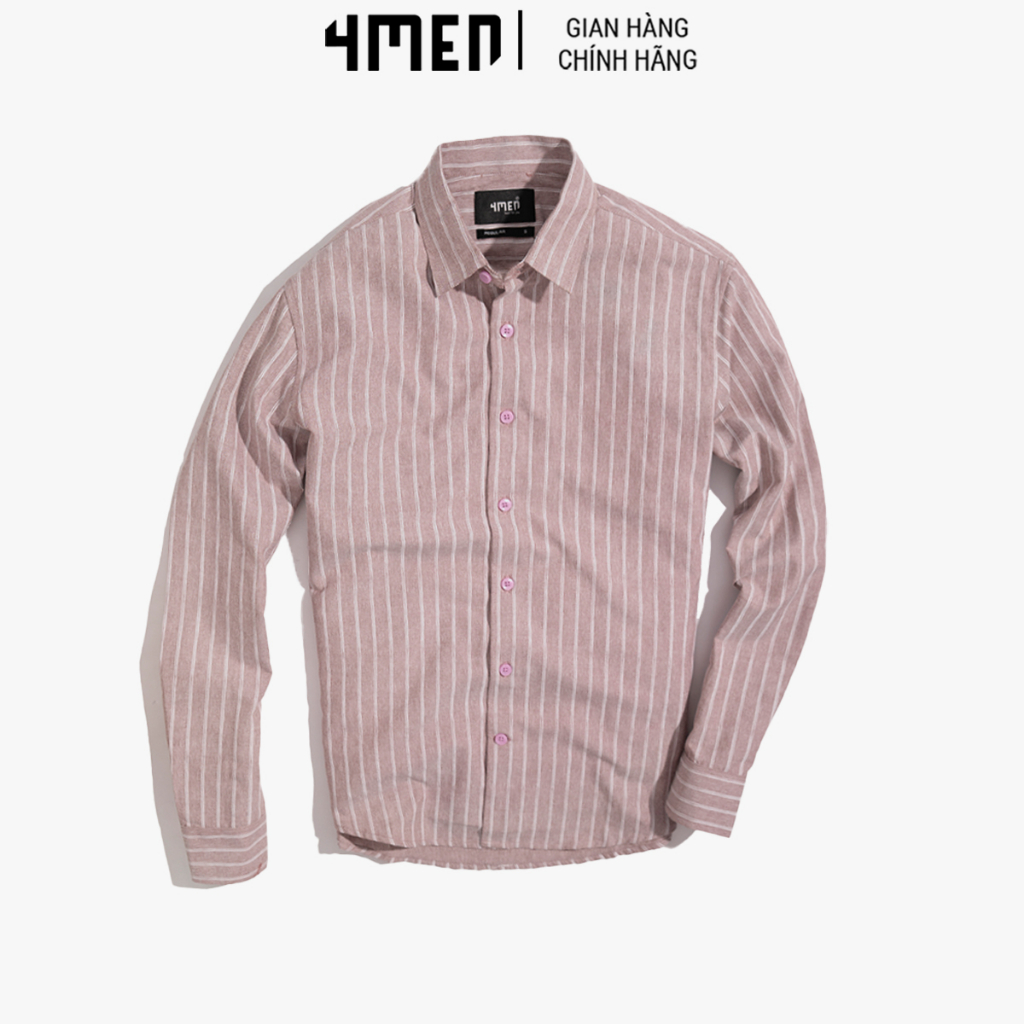 Áo Sơ Mi Nam Kẻ Sọc 4MEN SM039 dài tay, cổ bẻ vải Oxford và Cotton mềm, nhẹ, bền, thoáng mát, trẻ trung, thanh lịch