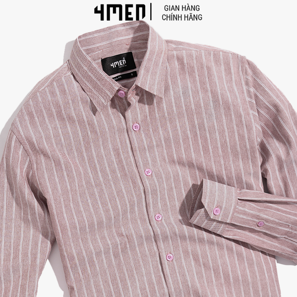 Áo Sơ Mi Nam Kẻ Sọc 4MEN SM039 dài tay, cổ bẻ vải Oxford và Cotton mềm, nhẹ, bền, thoáng mát, trẻ trung, thanh lịch