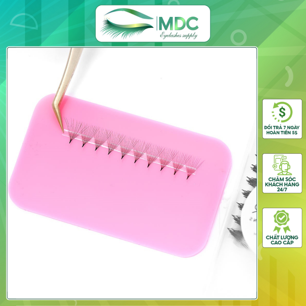 Mi fan MDC LASHES line 12D cong C - CC - D, độ dày 0.07 mi volume 12d,( 500 fan ) (keo nối mi,dụng c