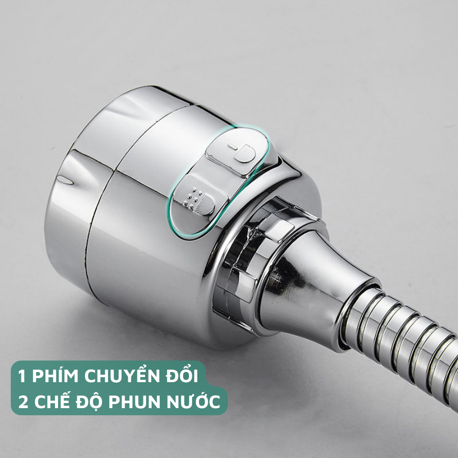 Đầu vòi nối rửa chén dẻo lò xo tăng áp, 2 chế độ phun nước, thiết kế lò xo chất liệu thép không gỉ cao cấp - Huy Tưởng