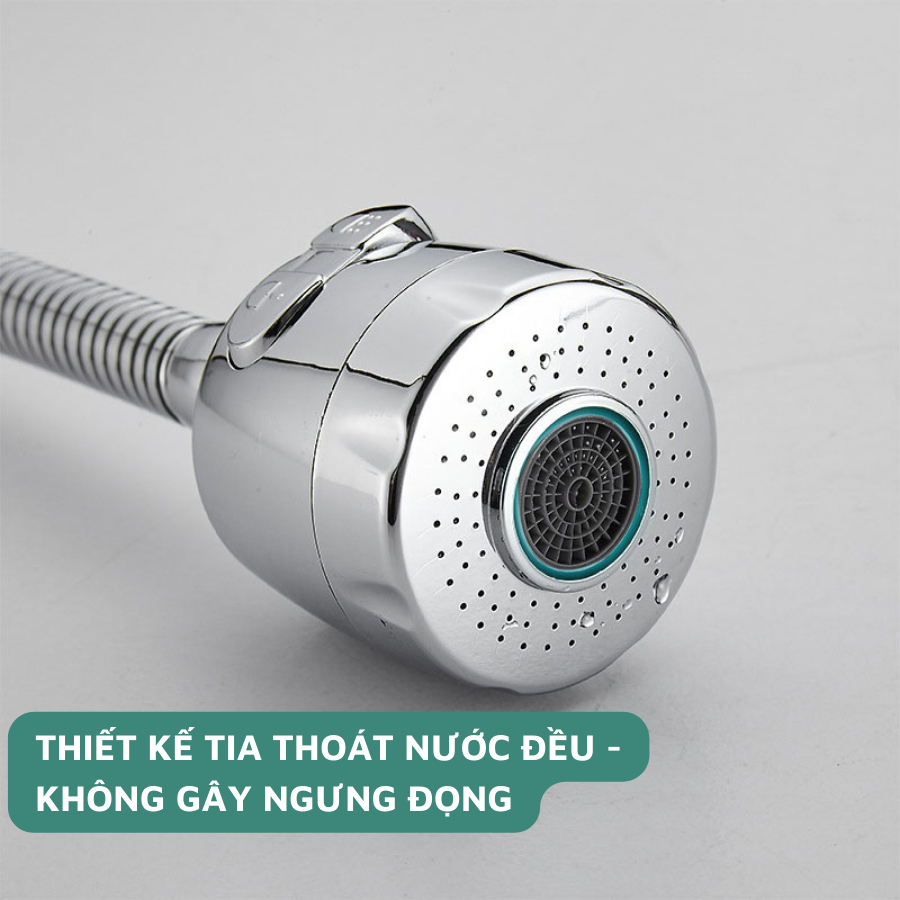 Đầu vòi nối rửa chén dẻo lò xo tăng áp, 2 chế độ phun nước, thiết kế lò xo chất liệu thép không gỉ cao cấp - Huy Tưởng