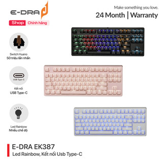 Bàn phím cơ chơi game có dây E-Dra EK387 - Led Rainbow - Kết nối Usb TypeC - Huano Switch