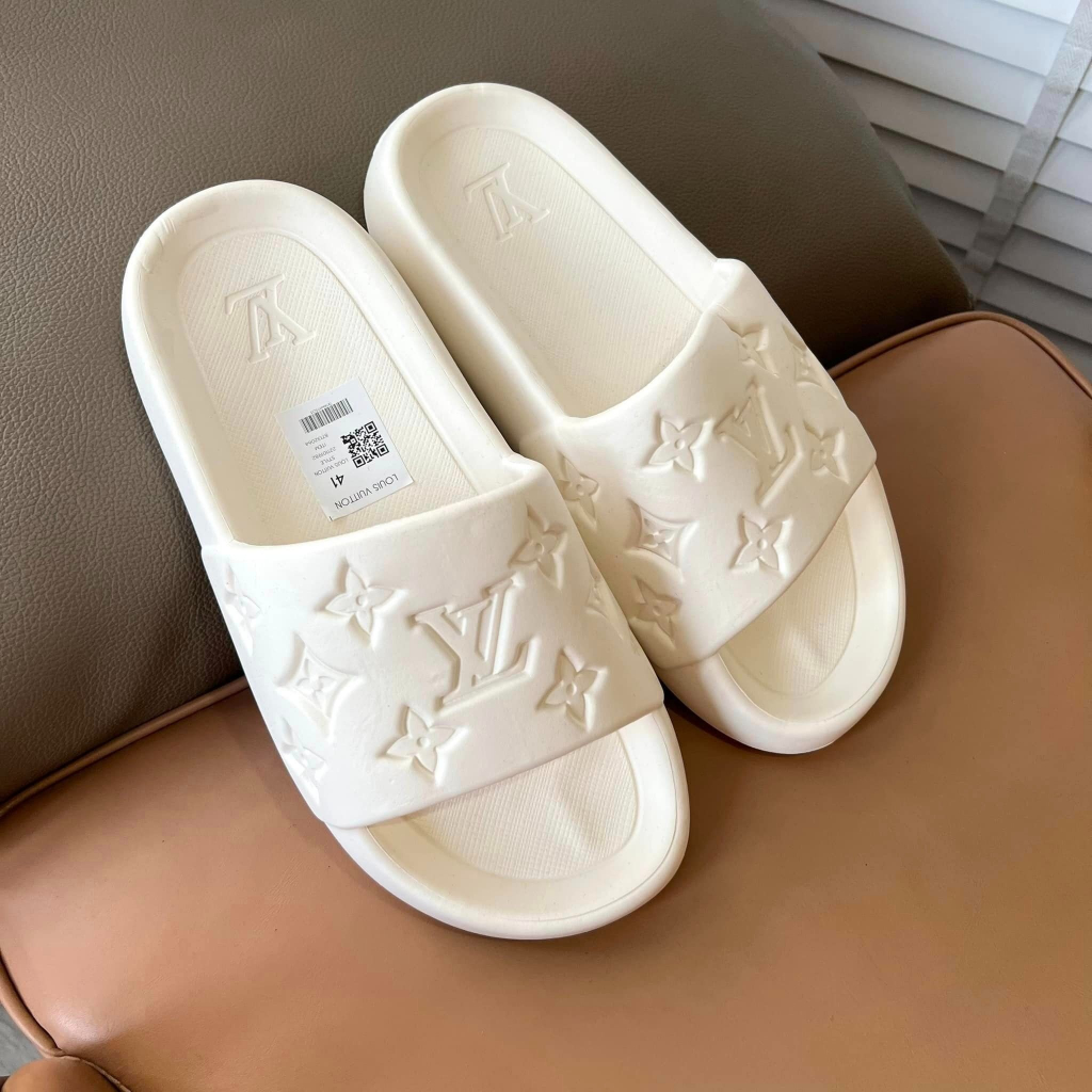 Dép đúc LV unisex, dép cao su cao cấp in vân lv chìm êm chân chống ra mồ hôi chân