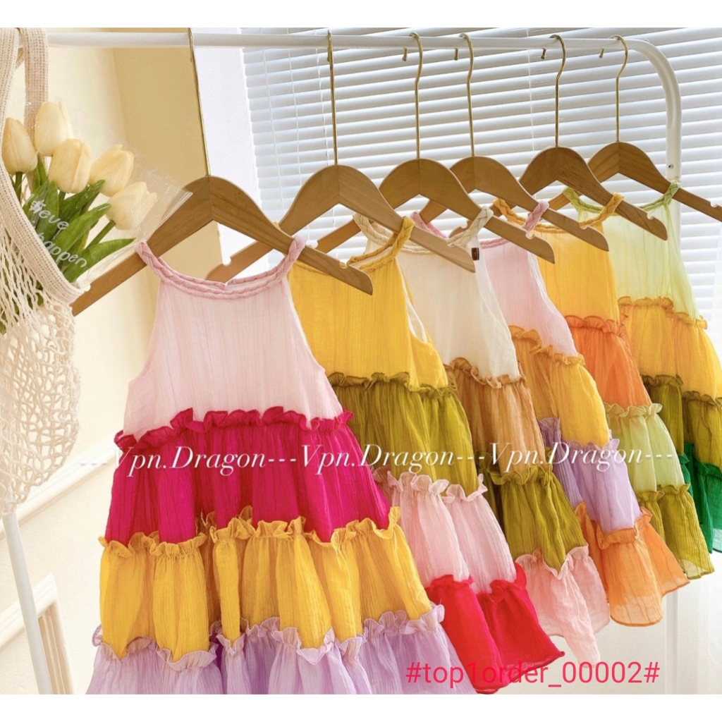 >Mã váy tơ 2 dây cổ tết thủ côn,Chất liệu tơ,thấm hút mồ hôi cực tốt.Sz 1-10.Mua sỉ:Thúy Vkids:0914440906