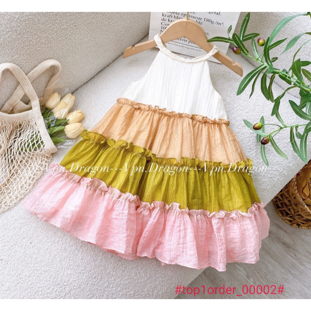 >Mã váy tơ 2 dây cổ tết thủ côn,Chất liệu tơ,thấm hút mồ hôi cực tốt.Sz 1-10.Mua sỉ:Thúy Vkids:0914440906