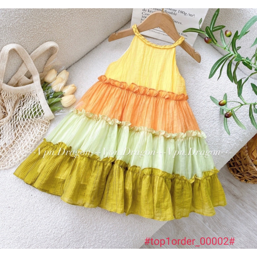 >Mã váy tơ 2 dây cổ tết thủ côn,Chất liệu tơ,thấm hút mồ hôi cực tốt.Sz 1-10.Mua sỉ:Thúy Vkids:0914440906