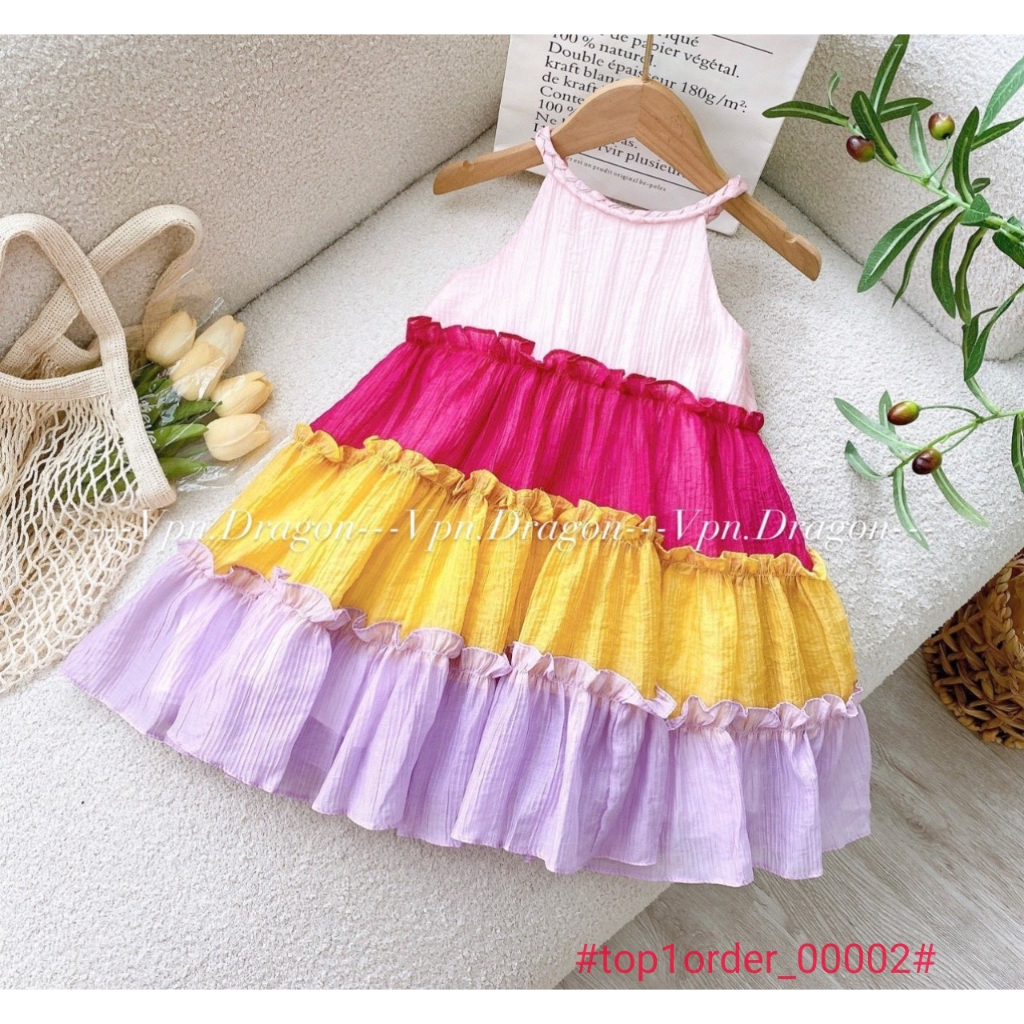 >Mã váy tơ 2 dây cổ tết thủ côn,Chất liệu tơ,thấm hút mồ hôi cực tốt.Sz 1-10.Mua sỉ:Thúy Vkids:0914440906