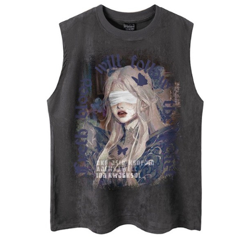 ÁO THUN TANKTOP NAM NỮ OVERSIZE " CÔ GÁI BỊT MẮT" 3 MÀU TT230602