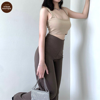 VITRAN BOUTIQUE Quần Ống Suông Dài Lưng Cạp Cao Thun Umi Co Dãn Hack Dáng Che Bụng Basic Đơn Giản Minimal Trơn 108m (OS)