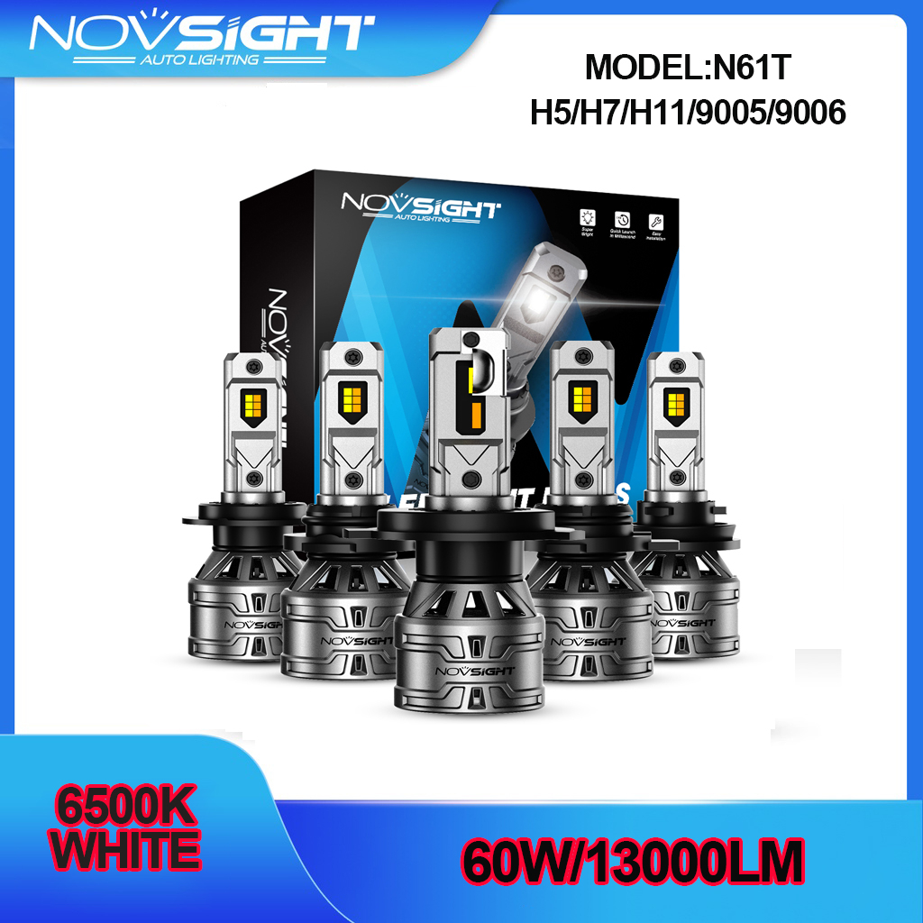 Novsight Đèn pha led cho ô tô N61T 9005 9006 H4 H7 H11 LED 3 nhiệt độ màu Đèn LED ô tô Chùm sáng cao 60W 13000LM Plug and Play Có sẵn Bảo hành một năm và miễn phí vận chuyển