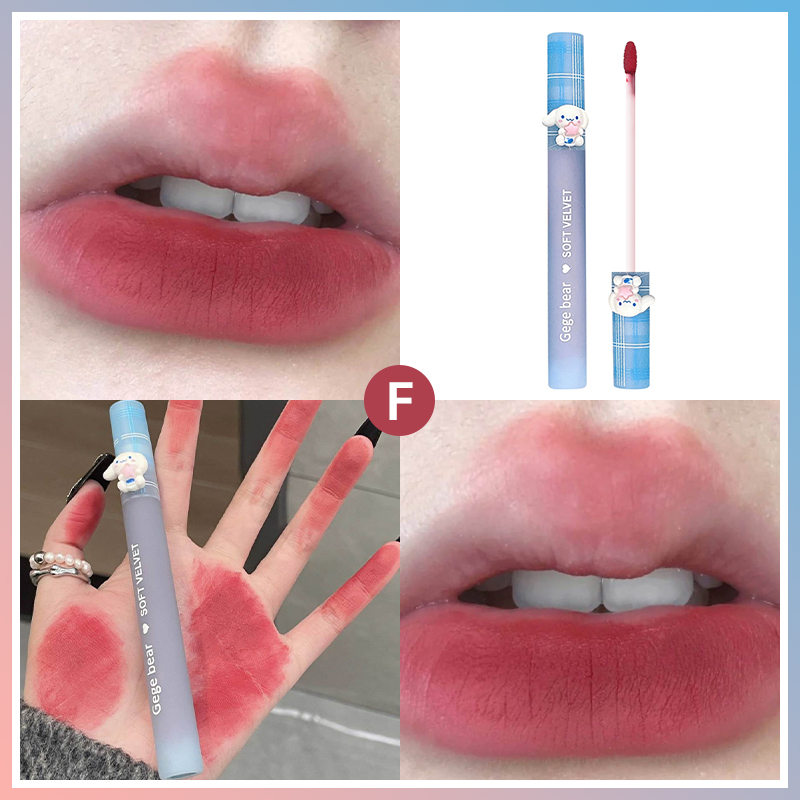 💄Son kem lì cún xanh GEGE BEAR Soft Velvet nhung lì bền màu lâu trôi chính hãng nội địa Trung