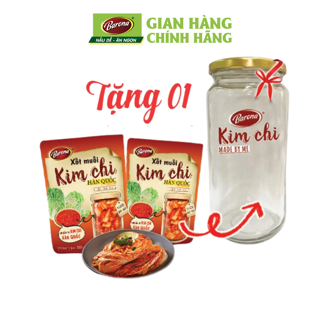 TẶNG 01 hũ thủy tinh cao cấp khi mua combo 2 gói Xốt muối kim chi Hàn Quốc Barona 180g