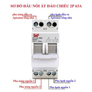  Át chuyển đổi 2 nguồn điện 63A EVN Cầu dao đảo chiều dạng Aptomat dùng nhà có hai nguồn điện 