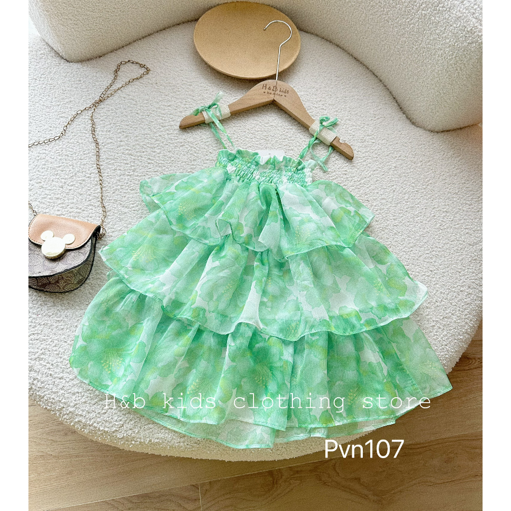 Váy cho bé gái , váy maxi hoa đại tơ voan 3 tầng cho bé diện hè , đi biển 10-30kg