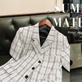 Áo blazer nữ [MAY THEO SỐ ĐO] - áo khoác vest - chất liệu cao cấp, 2 lớp-lót lụa, CARO NGẮN TAY  - Tiệm may Diluclothing