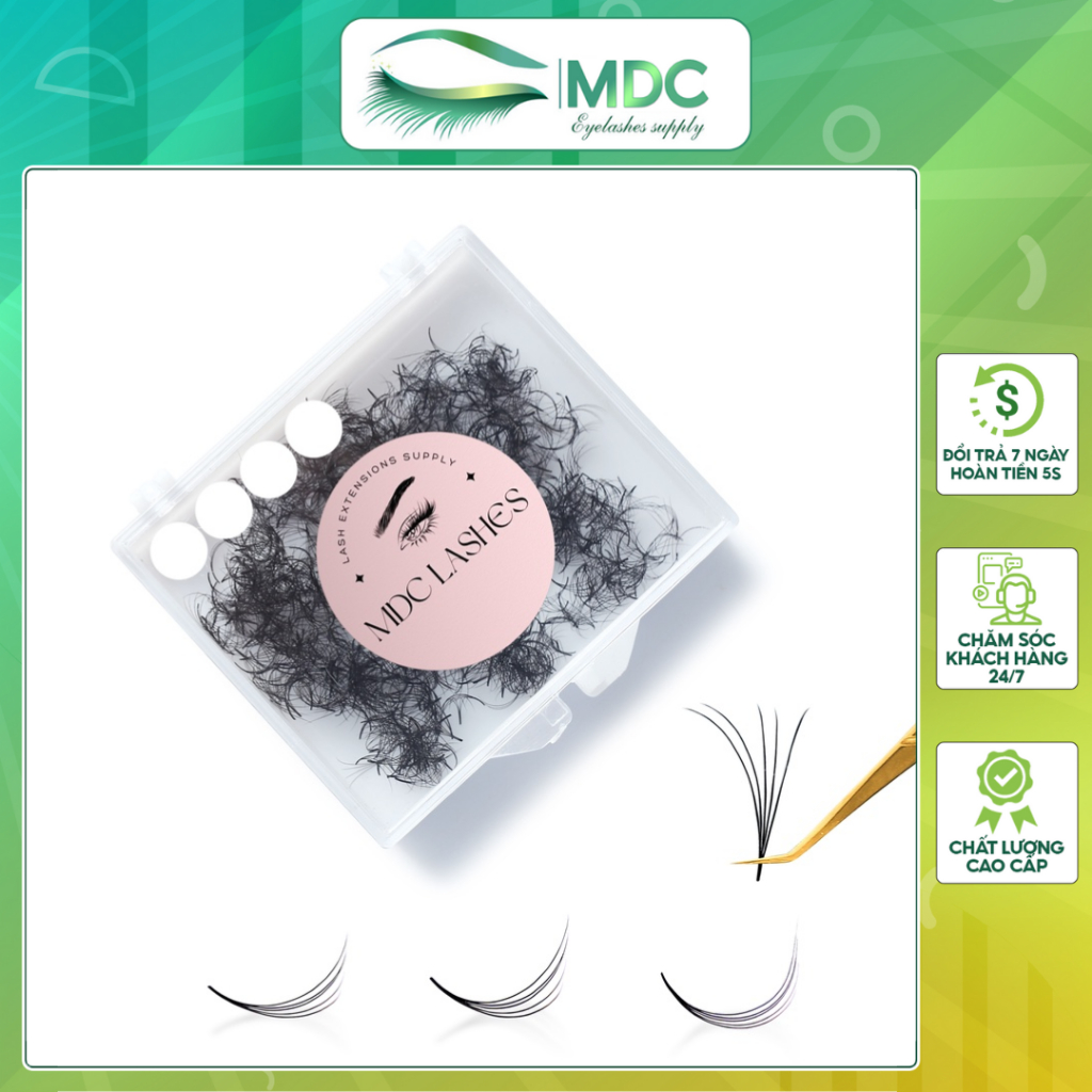MI FAN SẴN MDC LASHES 7D SIÊU ĐEN MỀM - CONG C,CC,D ( 1000 FAN )