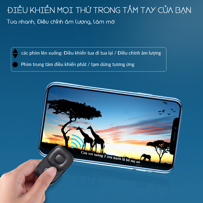 Nút bấm điều khiển từ xa lướt TK BEARHOME kết nối bluetooth 5.0 cực đơn giản và nhỏ gọn tương thích với các hệ điều hành