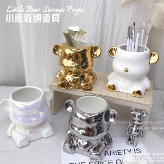 Ly gấu sứ đựng cọ