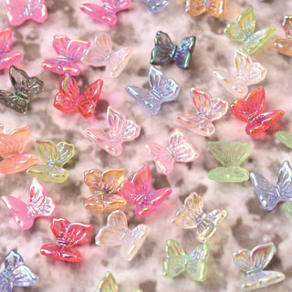 Set 100 charms bướm aurora mix màu trang trí móng