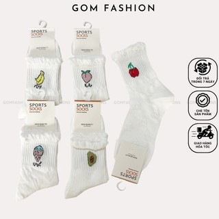 Tất vớ nữ cổ lửng GOMTAT cute họa tiết trái cây, chất liệu cotton cao cấp mềm mại  -LISU20-LUNG-TAIBEO-TRAICAY