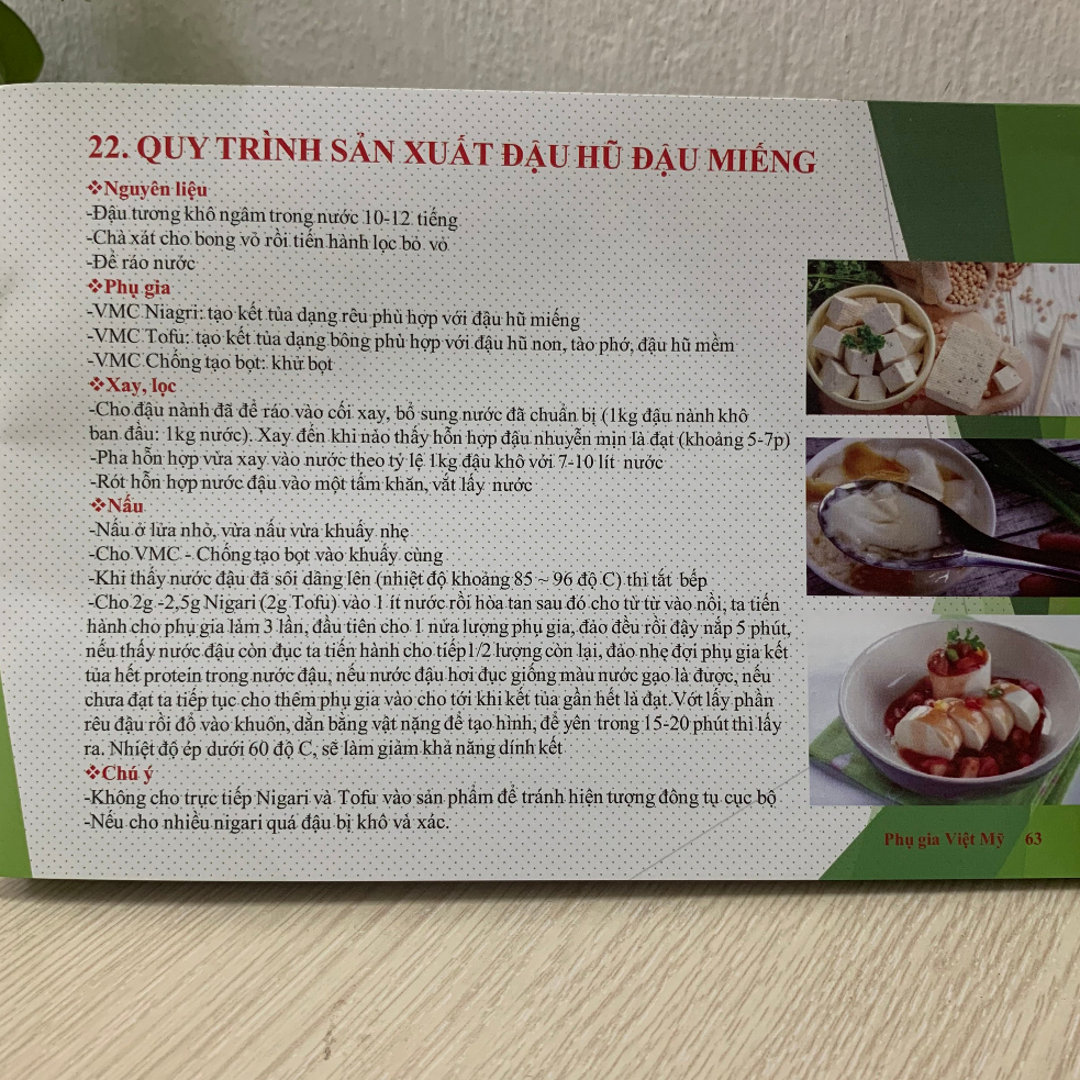 Muối NIGARI làm đậu hũ miếng thay thế nước chua