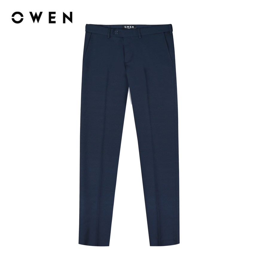 OWEN - Quần tây Nam Owen dáng Slim Fit Tăng Đơ màu Navy chất liệu Nano - QST231255