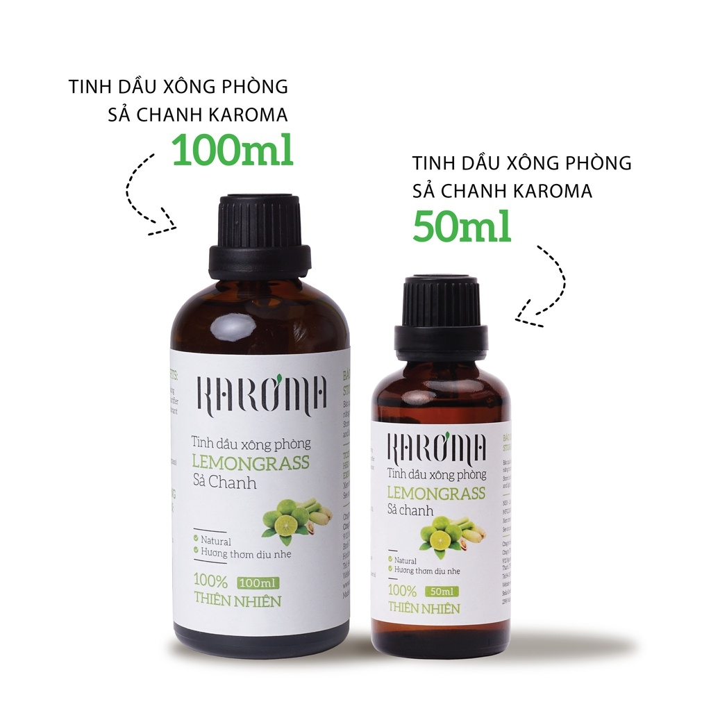 Tinh dầu xông phòng chiết xuất tinh dầu sả chanh đuổi muỗi, khử mùi, thư giãn tinh thần KAROMA 100ml