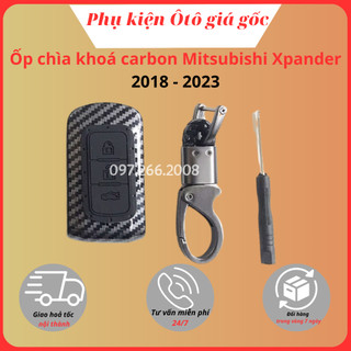 Ốp chìa khoá xe Mitsubishi Xpander, Xforce, Outlander, Attrage, Mirage, Pajero chìa thông minh cacbon