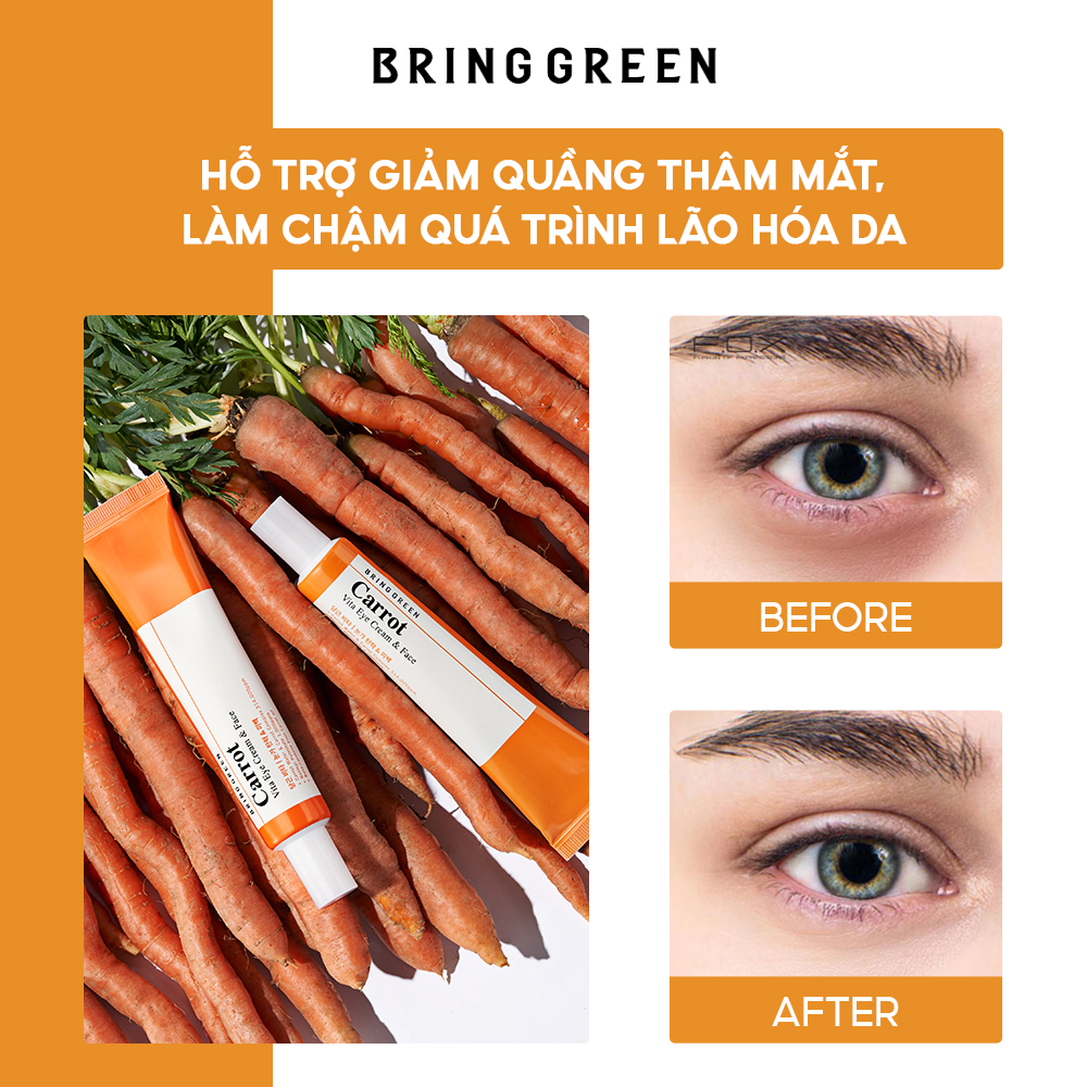 Kem Mắt Dưỡng Sáng Mờ Thâm Bring Green Carrot Vita Eyecream And Face Double Set