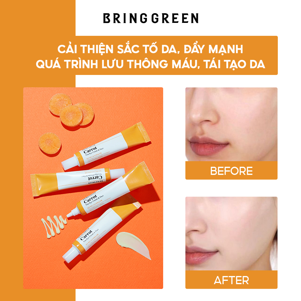 Kem Mắt Dưỡng Sáng Mờ Thâm Bring Green Carrot Vita Eyecream And Face Double Set