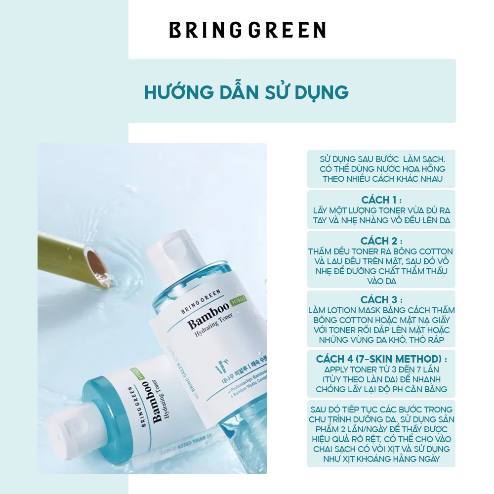 Nước Hoa Hồng Bring Green Bamboo Hyalu Hydrating Toner