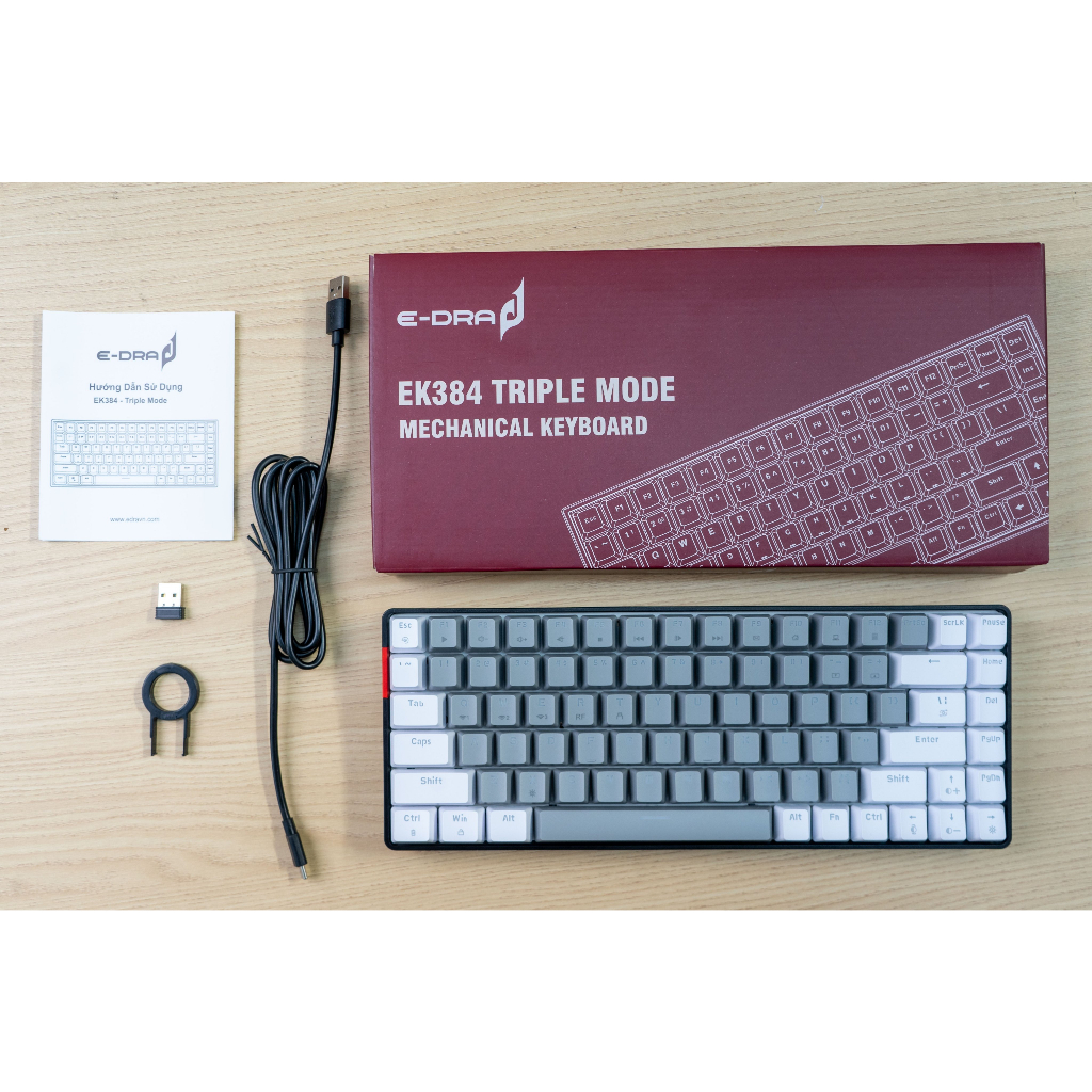 Bàn phím cơ E-DRA EK384 Triple mode Beta,Alpha