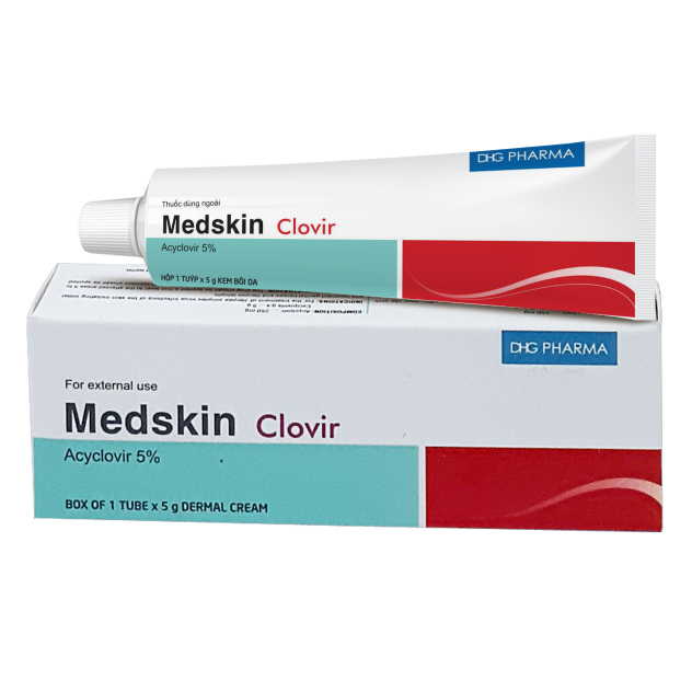 Kem bôi Medskin clovir 5% giảm Herpes simplex da, tuýp 5g
